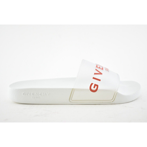 Givenchy Paris White Red PVC Clear Logo Slide On Pool Sandal Flip Flop Flat 39 - Picture 3 of 12